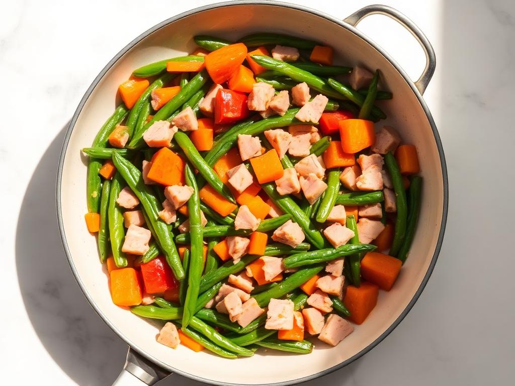Poêlée de légumes surgelés au jambon